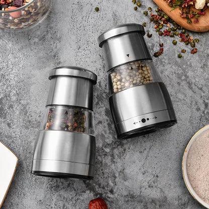 Stainless Steel Cylindrical Manual Pepper Grinder - Kitchenware with Adjustable Coarseness, Modern Kitchen Utensil for Home Everyday Cooking