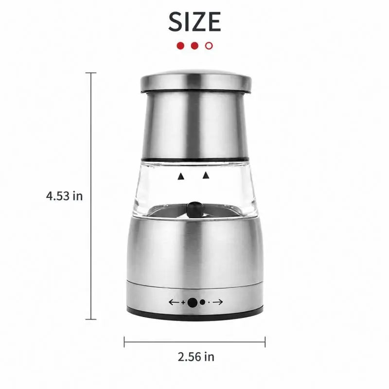 Stainless Steel Cylindrical Manual Pepper Grinder - Kitchenware with Adjustable Coarseness, Modern Kitchen Utensil for Home Everyday Cooking