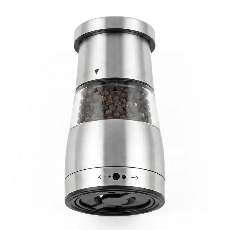 Stainless Steel Cylindrical Manual Pepper Grinder - Kitchenware with Adjustable Coarseness, Modern Kitchen Utensil for Home Everyday Cooking